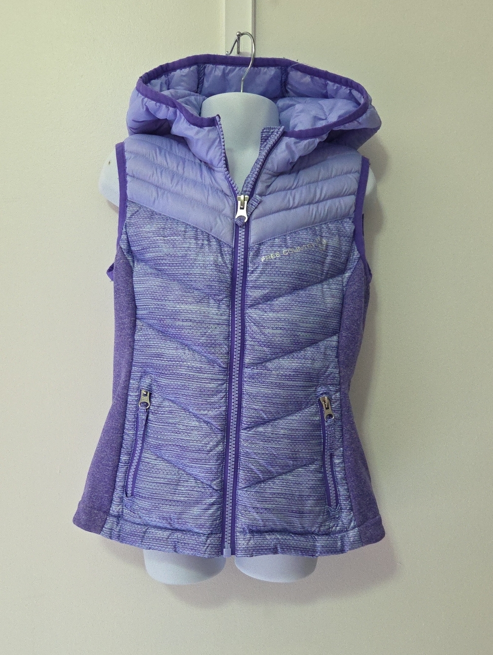 Free Country Lavender Quilted Hooded Puffer Vest